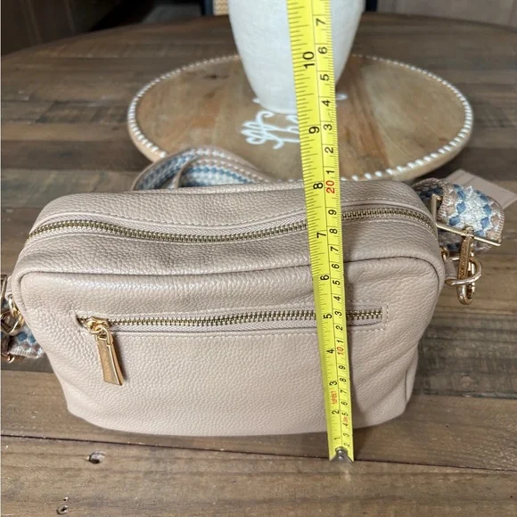 Pom Pom London Original Crossbody Bag Purse Stone Beige NEW - Picture 15 of 16